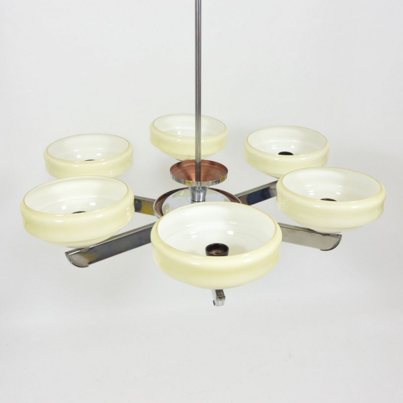 Art deco six light chandelier