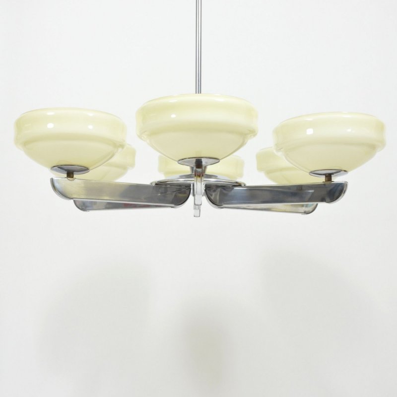 Art deco six light chandelier
