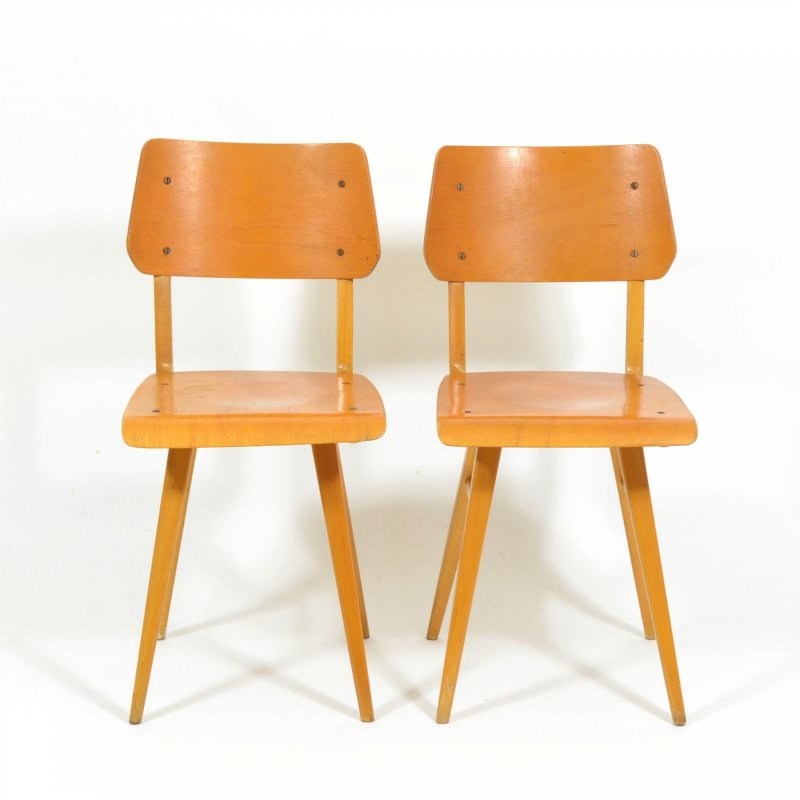 Pair of all-wood chairs