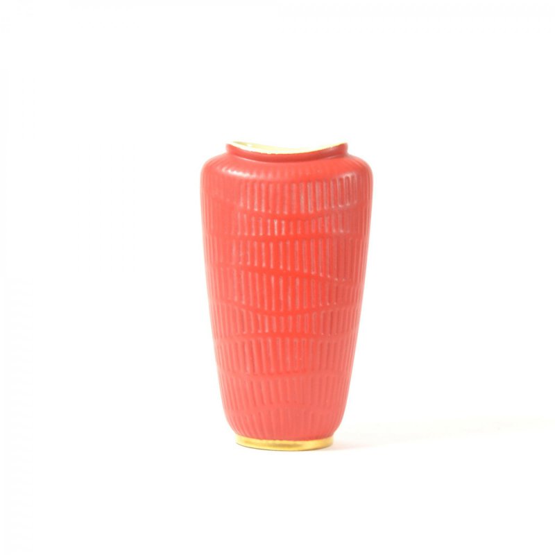 Red ceramic vase