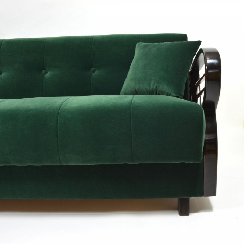 Tmavě zelené sametové sofa