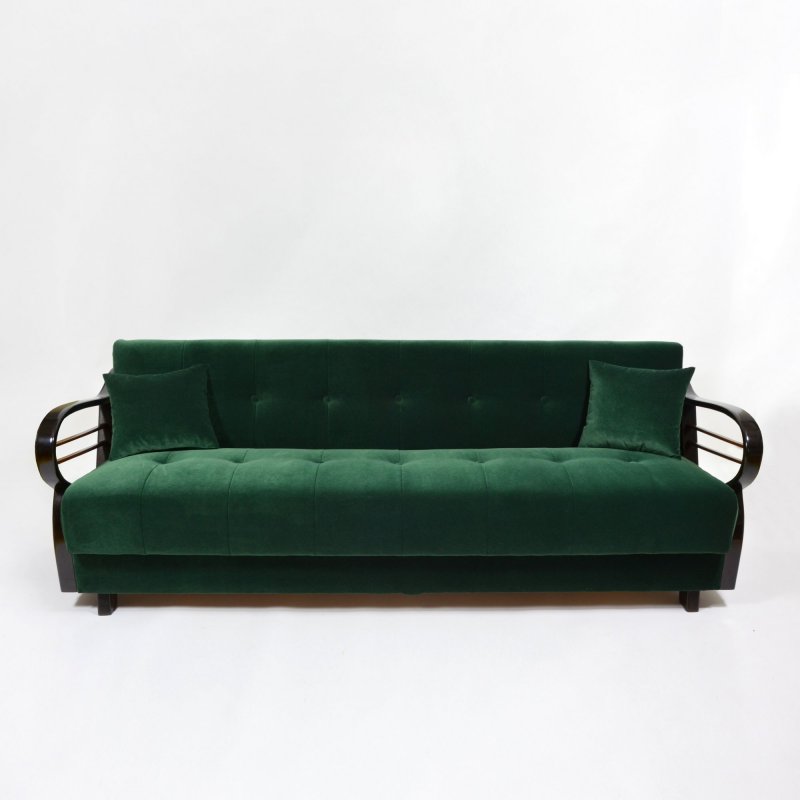 Tmavě zelené sametové sofa