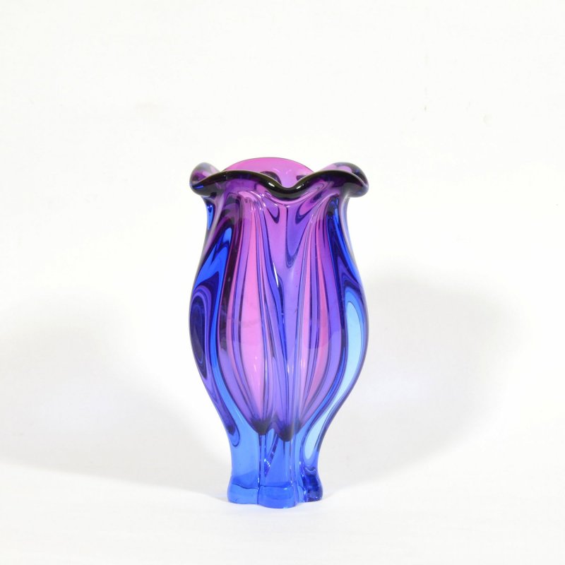 Blown glass vase in purple