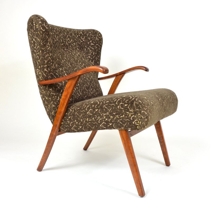 Brown wing armchair