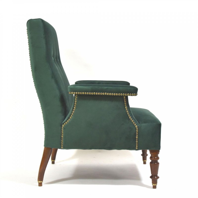 Armchair in green velvet