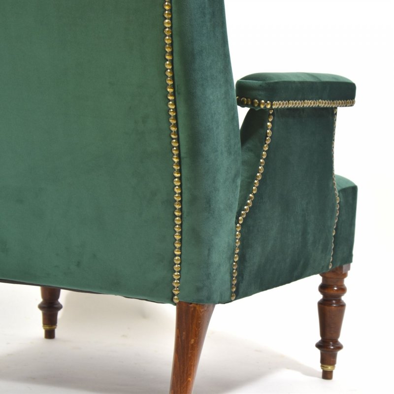 Armchair in green velvet