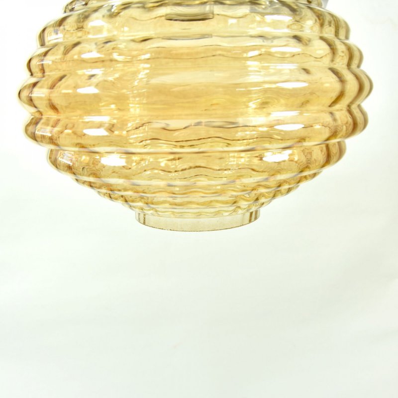 1970s pendant with lampshade in amber glass