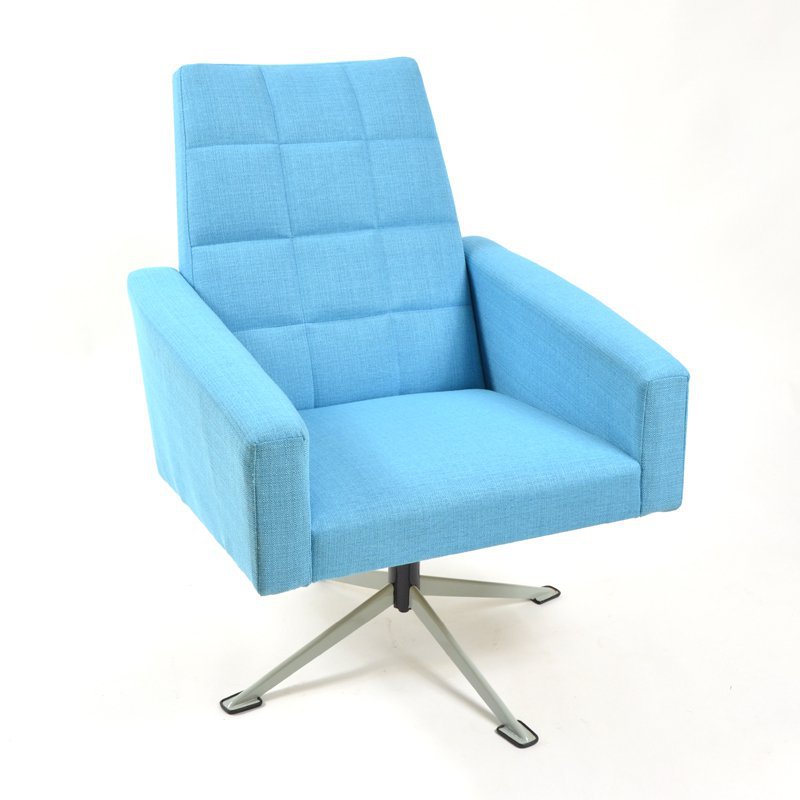 Blue swivel armchair