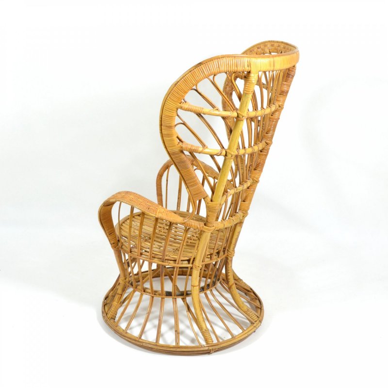 Rattan wingback armchair