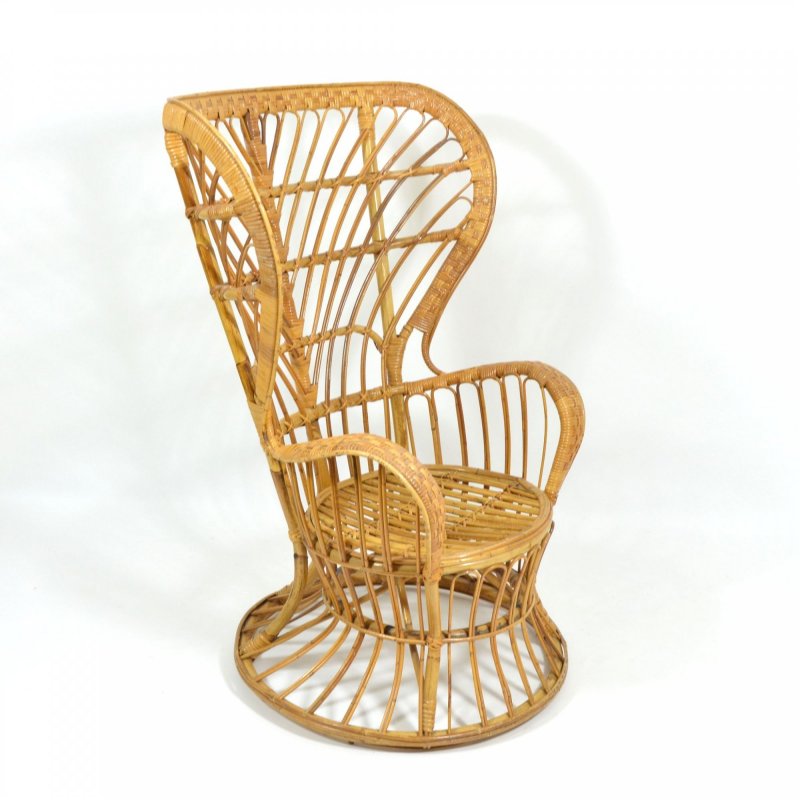 Rattan wingback armchair