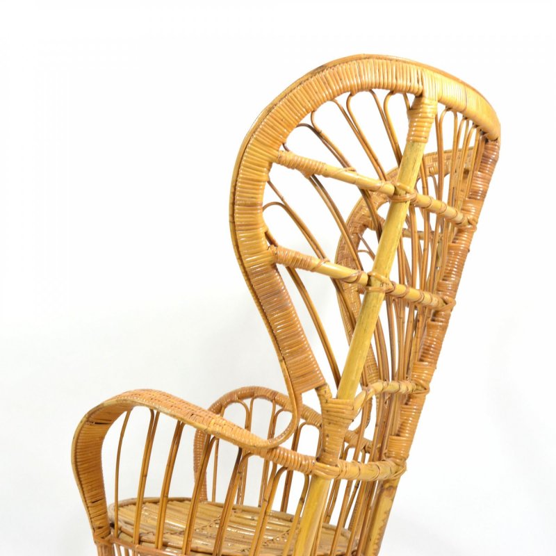 Rattan wingback armchair