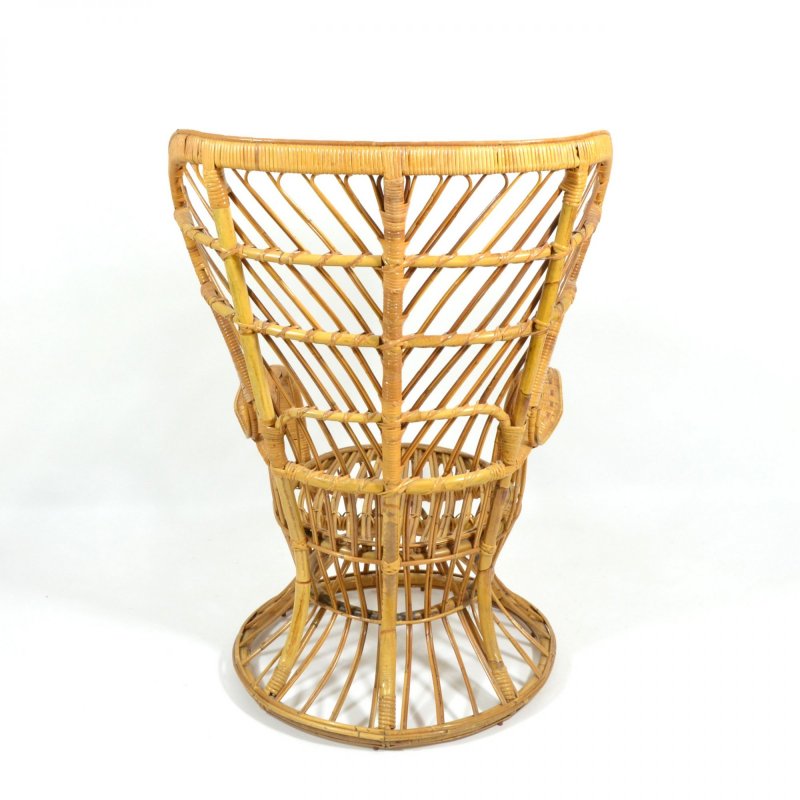 Rattan wingback armchair