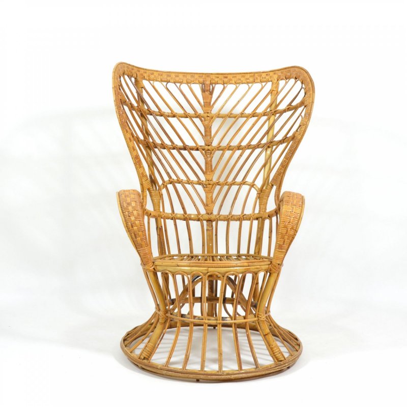 Rattan wingback armchair