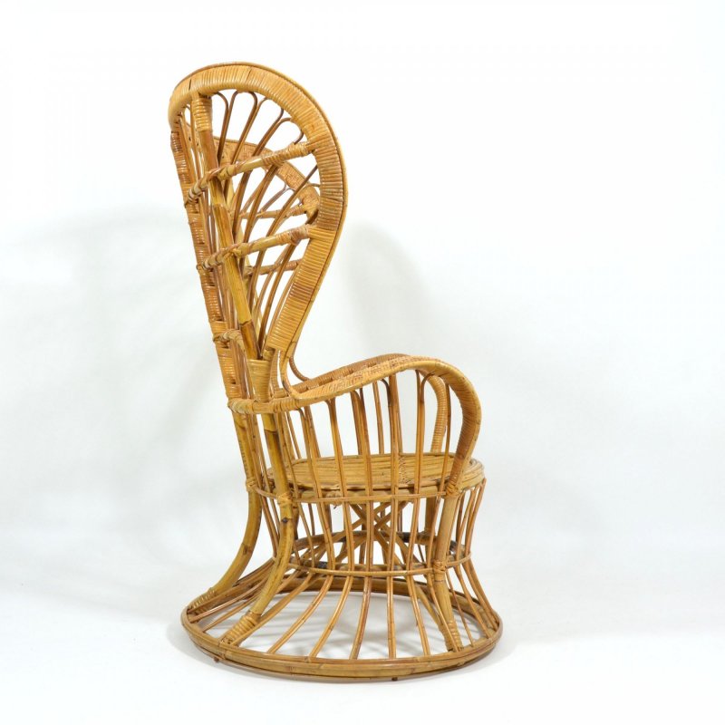 Rattan wingback armchair