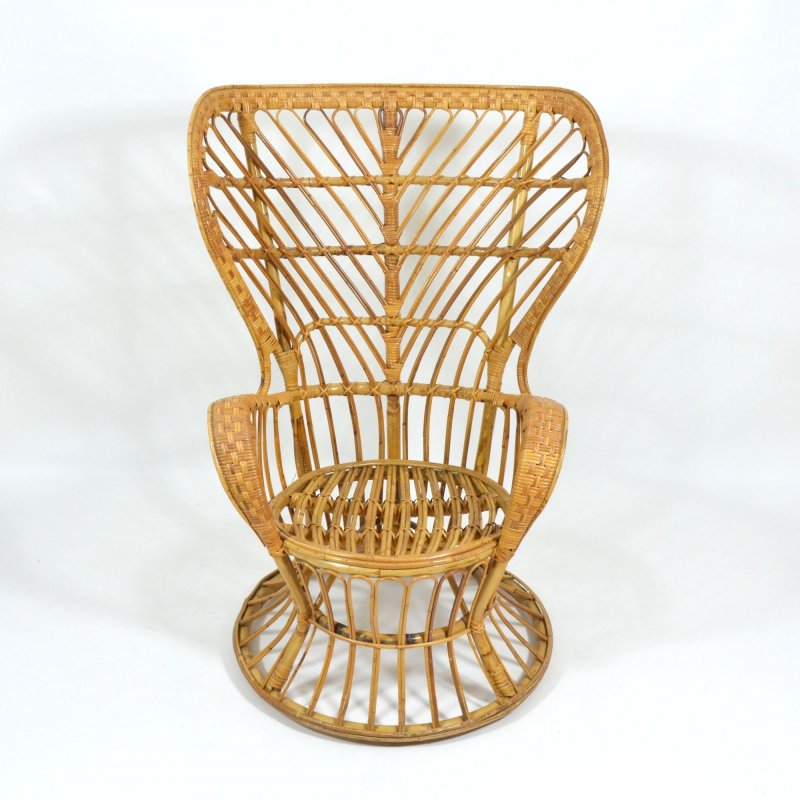 Rattan wingback armchair