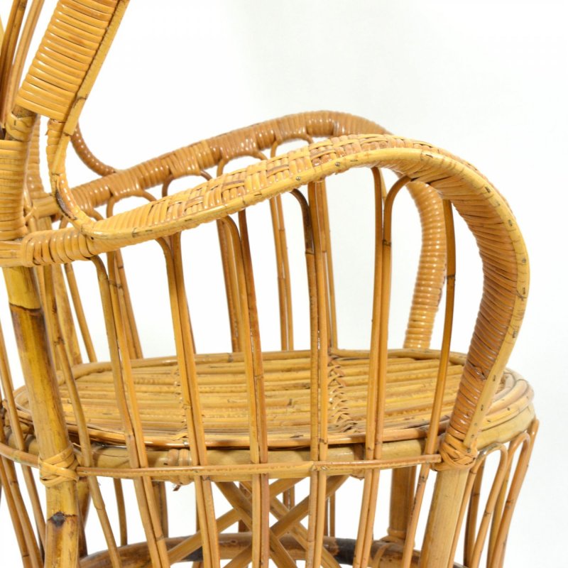 Rattan wingback armchair