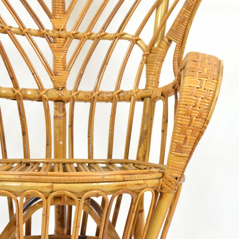 Rattan wingback armchair