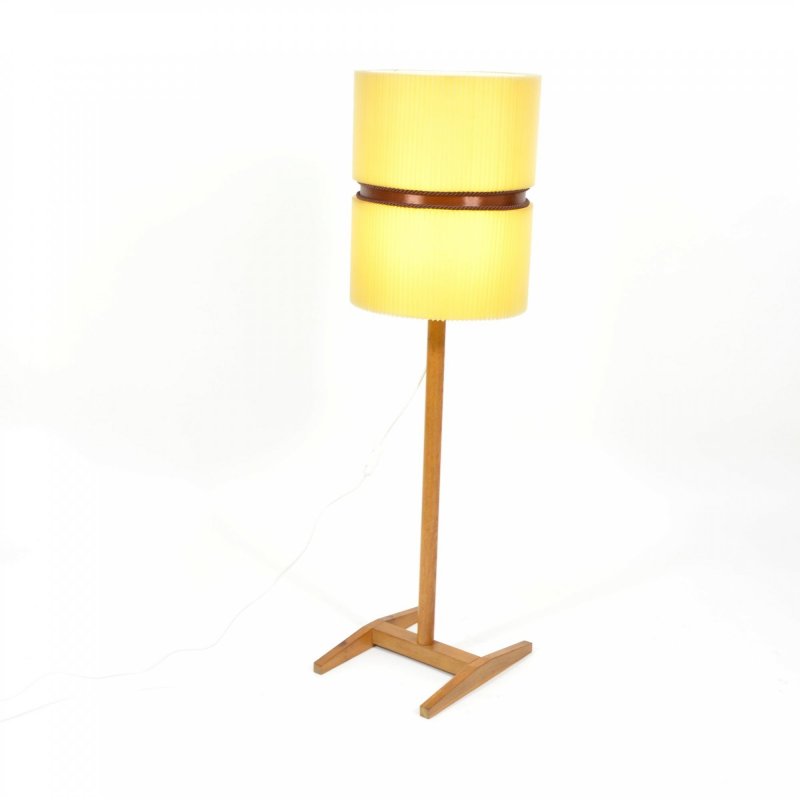 Vintage floor lamp with oak base