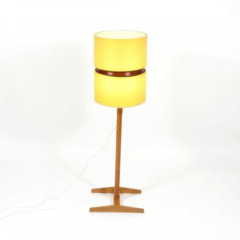 Vintage floor lamp with oak base