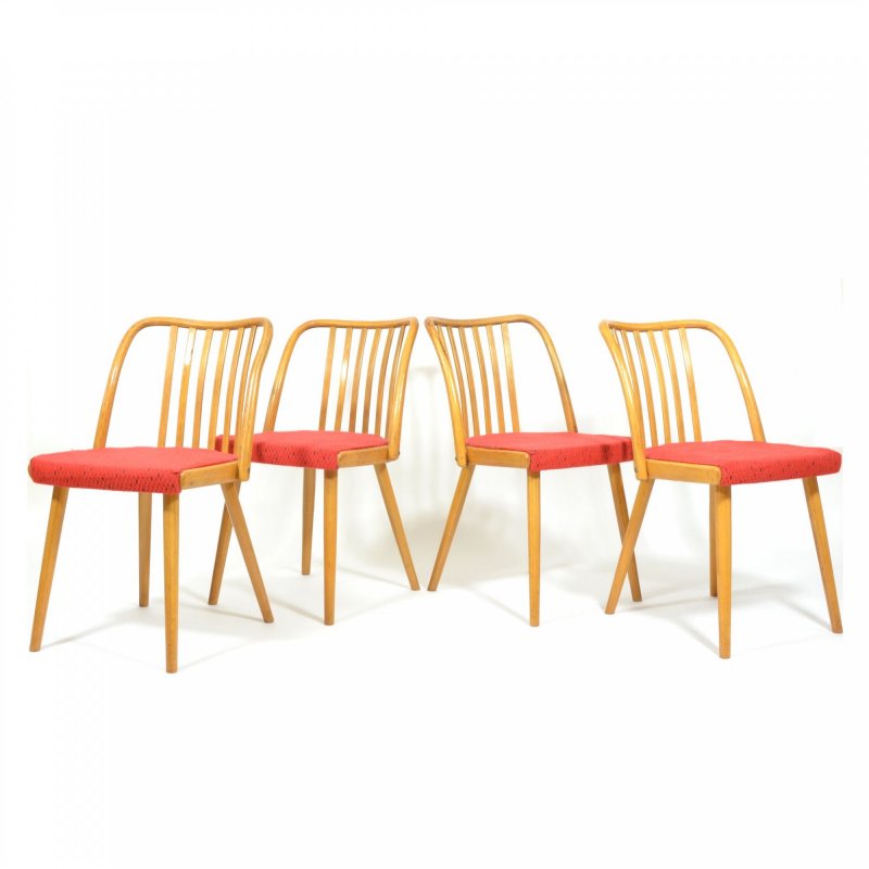  Set Of Four Beech Dining Chairs By Antonín Šuman