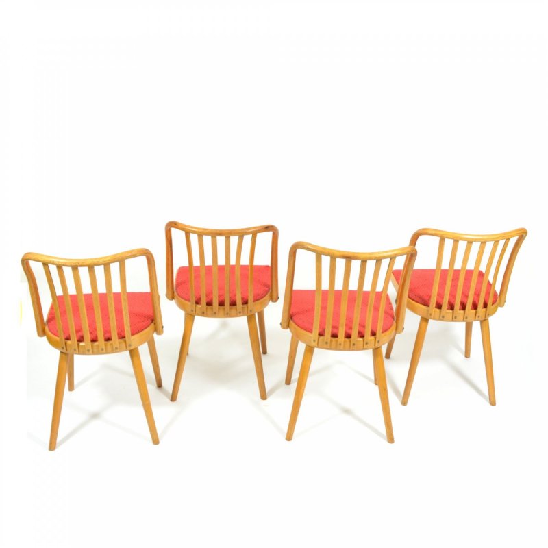  Set Of Four Beech Dining Chairs By Antonín Šuman