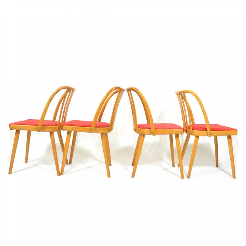  Set Of Four Beech Dining Chairs By Antonín Šuman