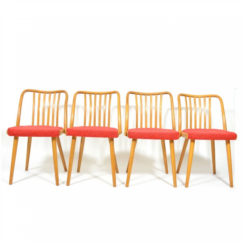  Set Of Four Beech Dining Chairs By Antonín Šuman