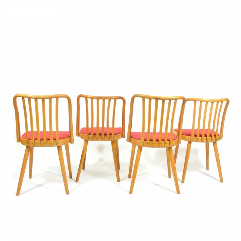  Set Of Four Beech Dining Chairs By Antonín Šuman