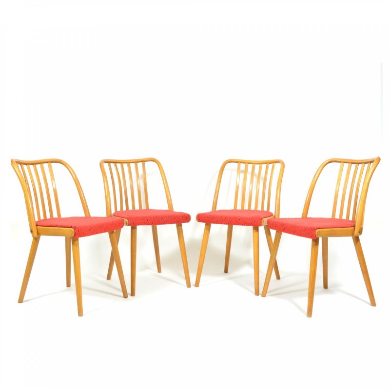  Set Of Four Beech Dining Chairs By Antonín Šuman