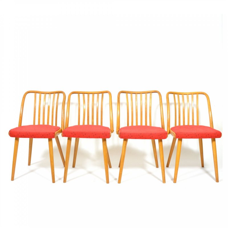  Set Of Four Beech Dining Chairs By Antonín Šuman