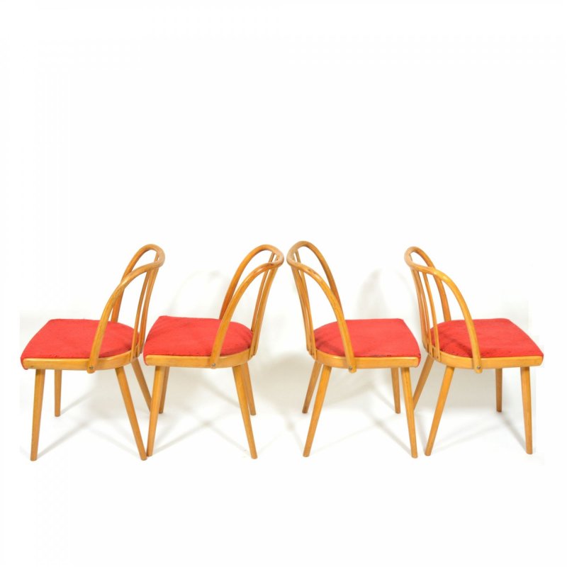  Set Of Four Beech Dining Chairs By Antonín Šuman