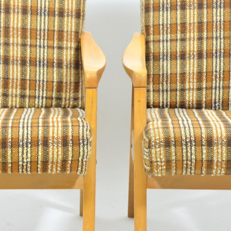 Set of two simple checked armchairs