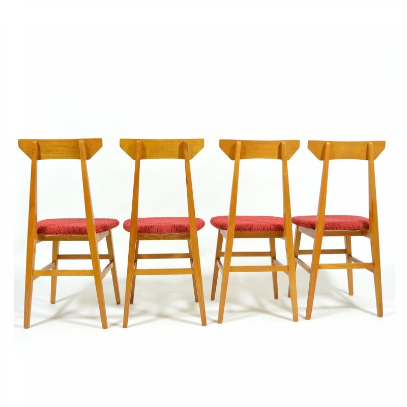 Set Of Four Soft Wood Dining Chairs