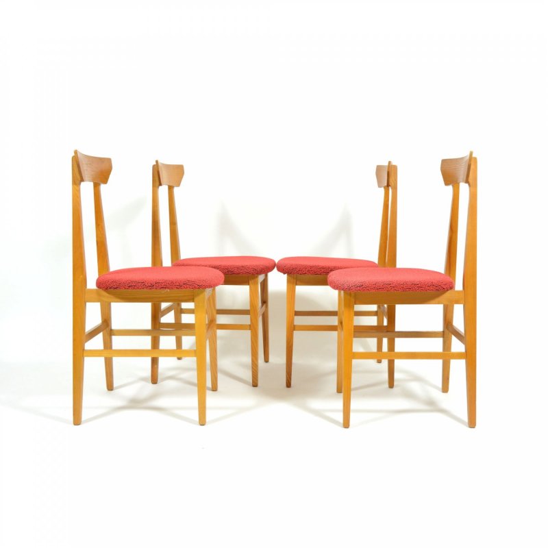 Set Of Four Soft Wood Dining Chairs