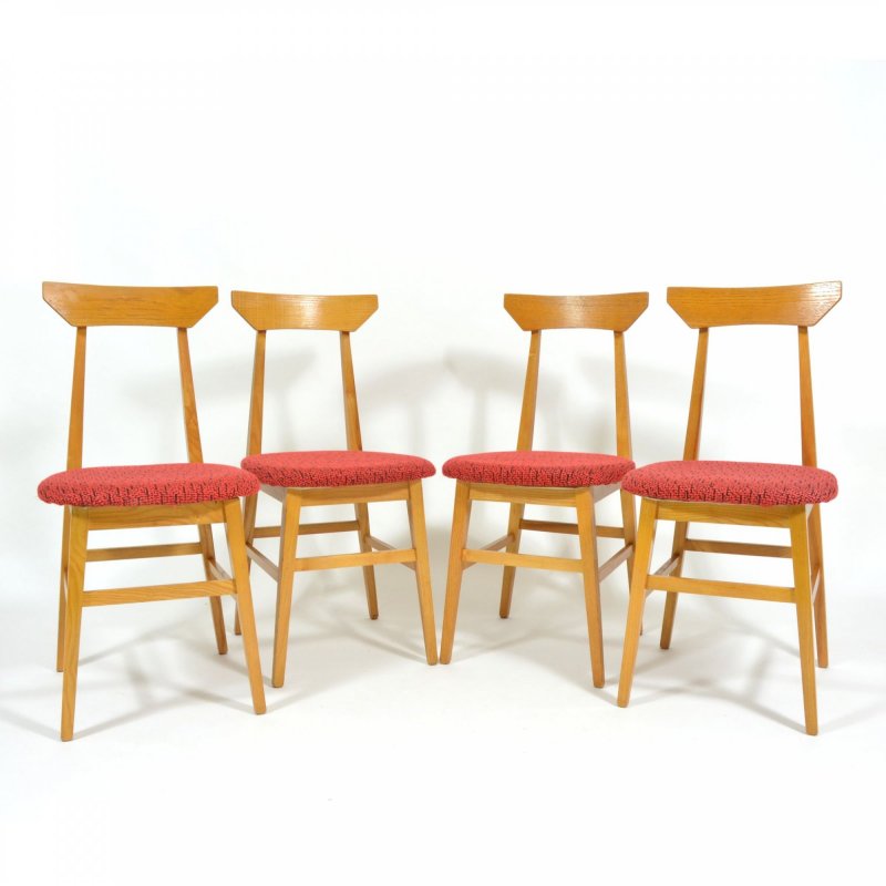 Set Of Four Soft Wood Dining Chairs