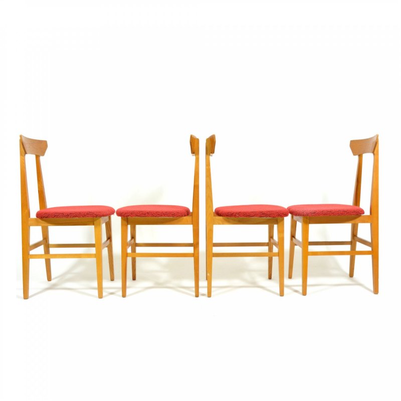 Set Of Four Soft Wood Dining Chairs