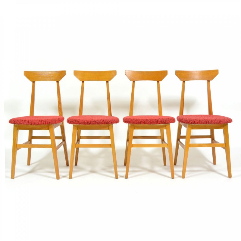 Set Of Four Soft Wood Dining Chairs