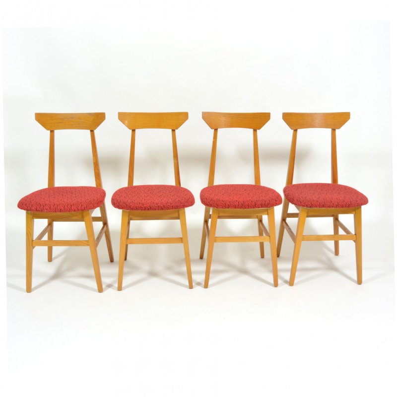 Set Of Four Soft Wood Dining Chairs