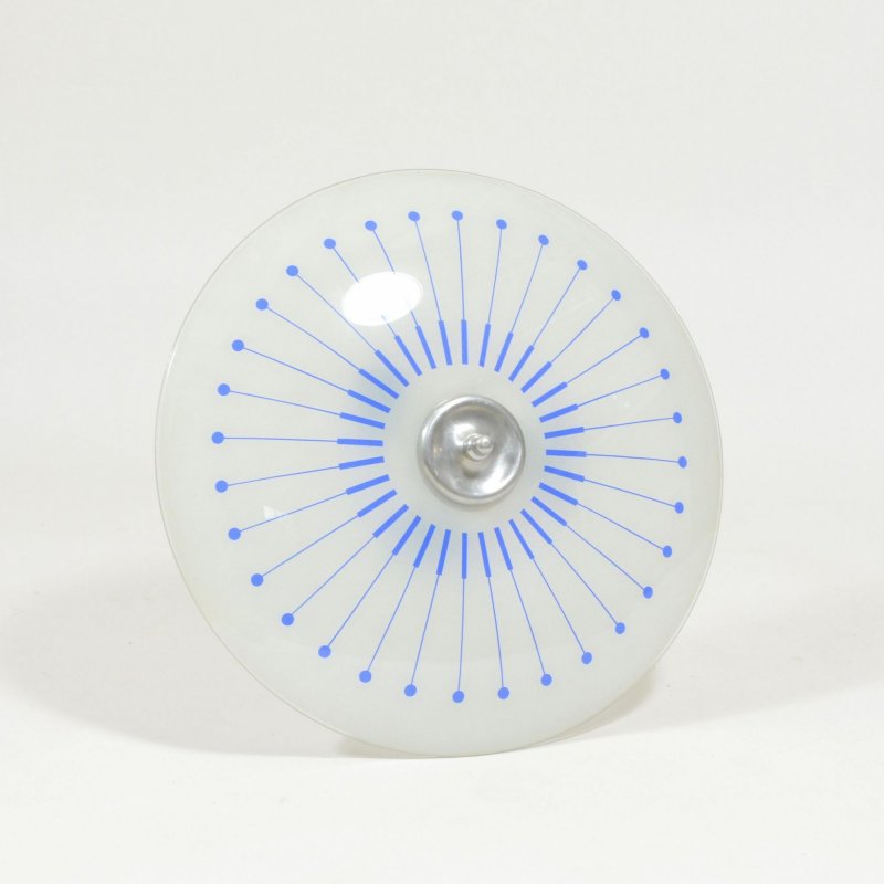 Glass plate light with blue decor