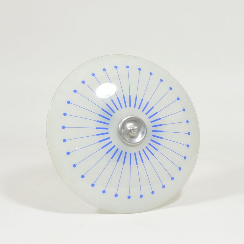 Glass plate light with blue decor