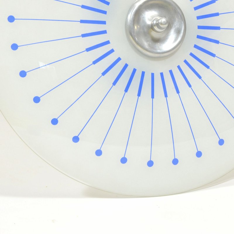 Glass plate light with blue decor