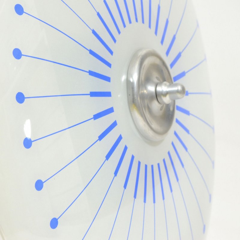 Glass plate light with blue decor