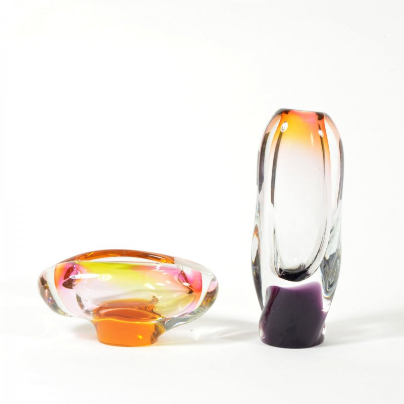  Set of free-blown glass