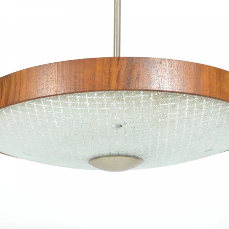 Midcentury ceiling light with wooden rim