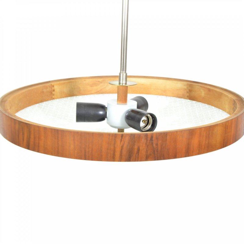 Midcentury ceiling light with wooden rim